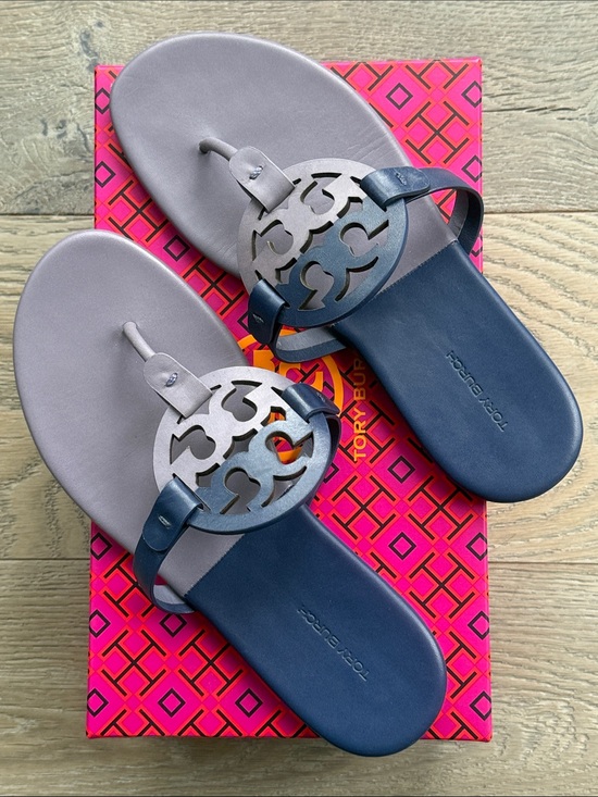 Tory Burch Shoes - Tory Burch Miller Dark Lotus/Bermuda Miller Soft Leather Thong Sandals 9
